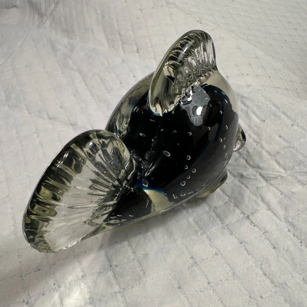 1970's Hand Blown Glass Fish Paperweight Figurine